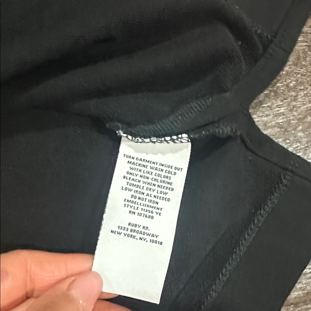 Ruby Rd. Black Boxy Tee With White Embroidered Sl… - image 8